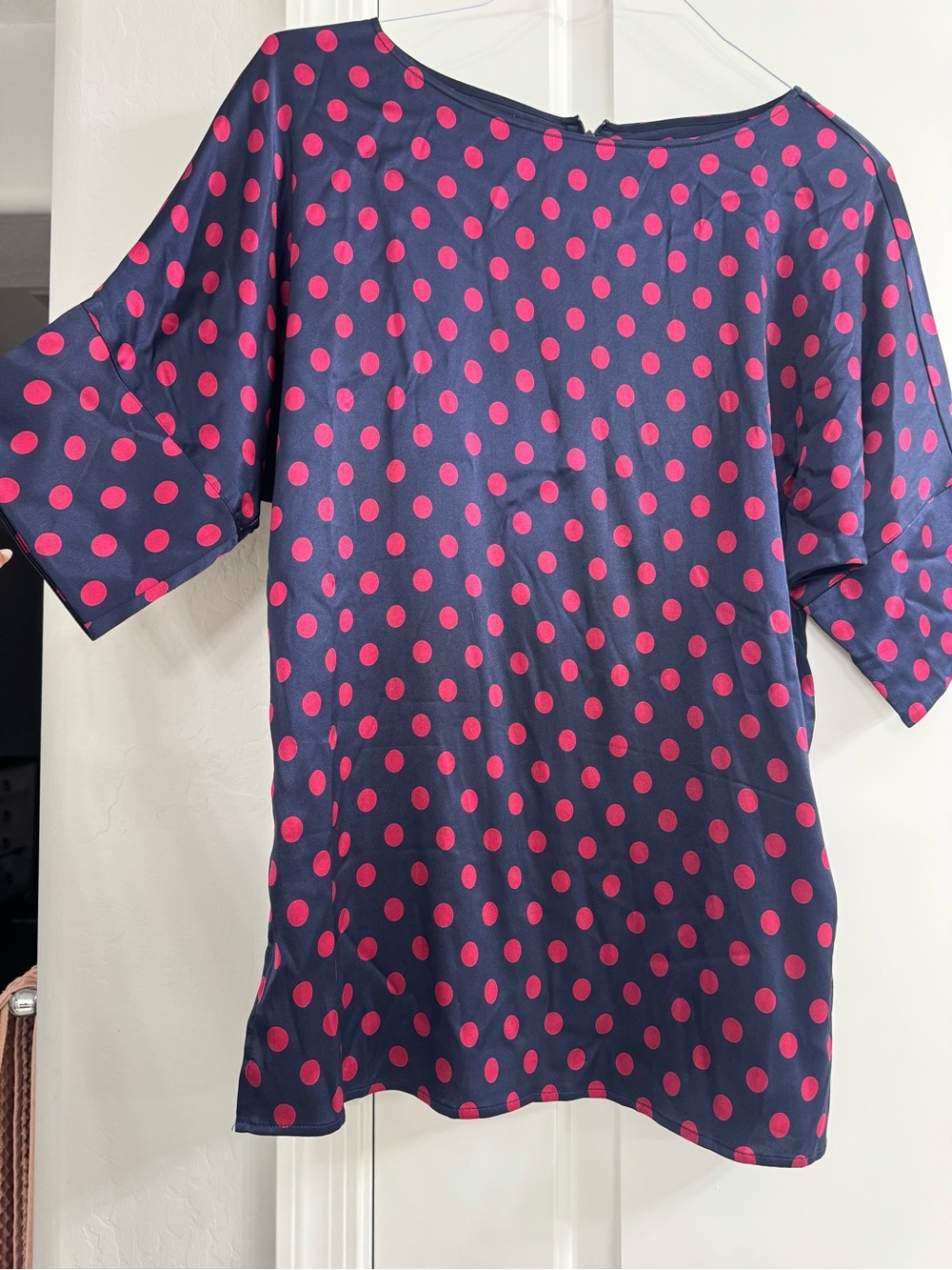 St. John Navy Top with Polka Dots